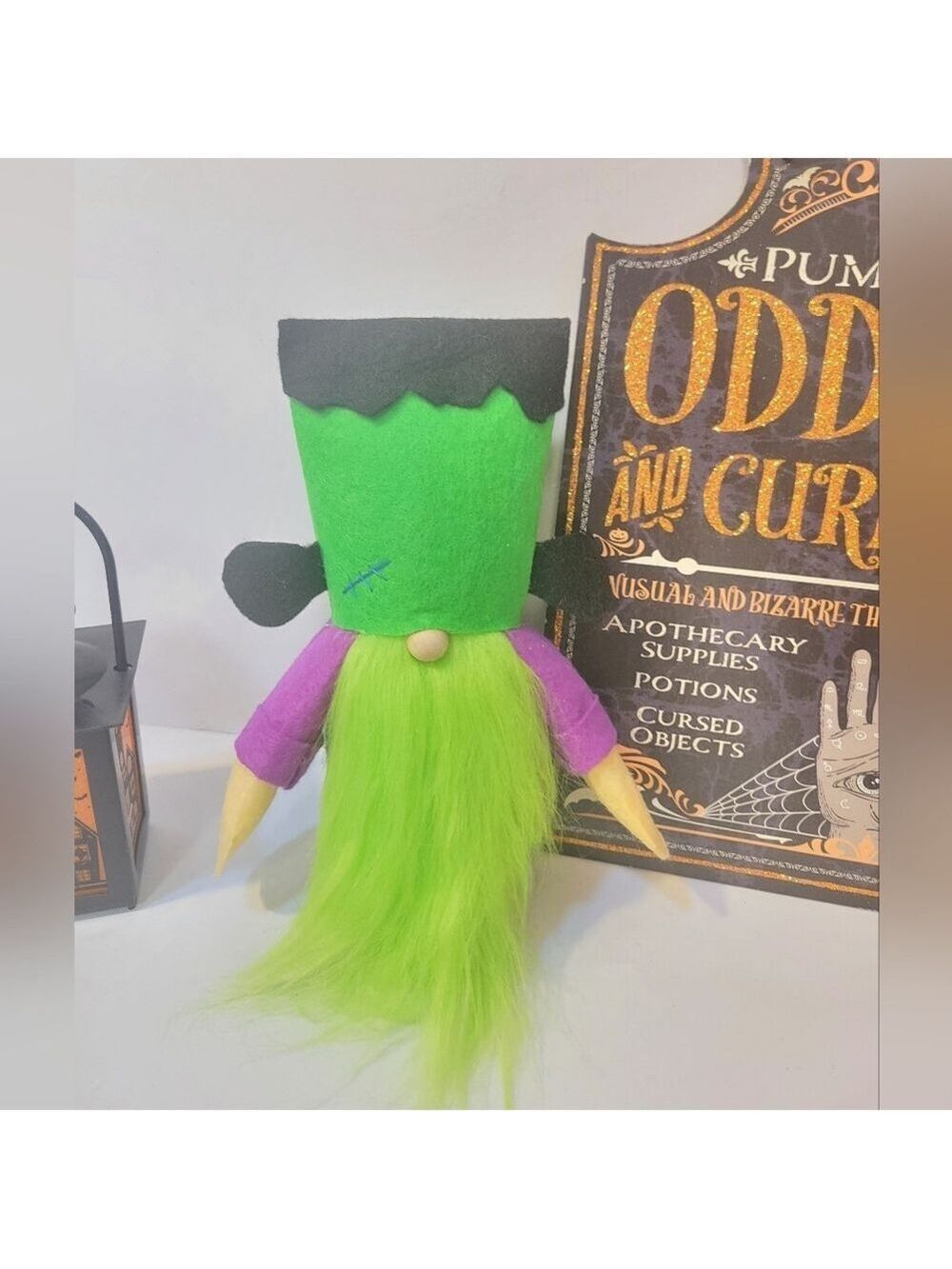 Frankenstein Halloween Gnome Shelf Sitter Tier Tray Decor
